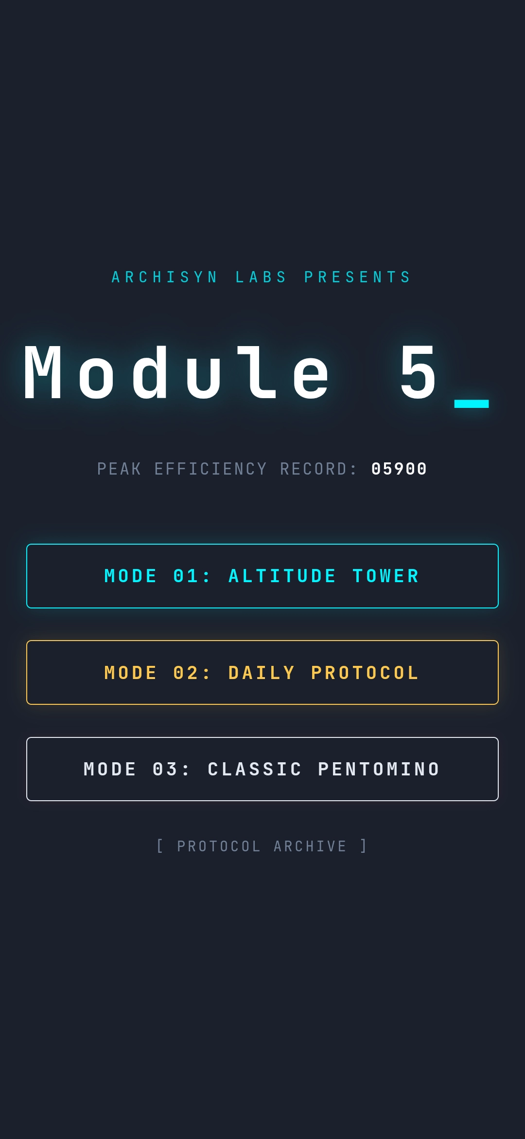 Module 5: menú principal con la identidad blueprint-neón