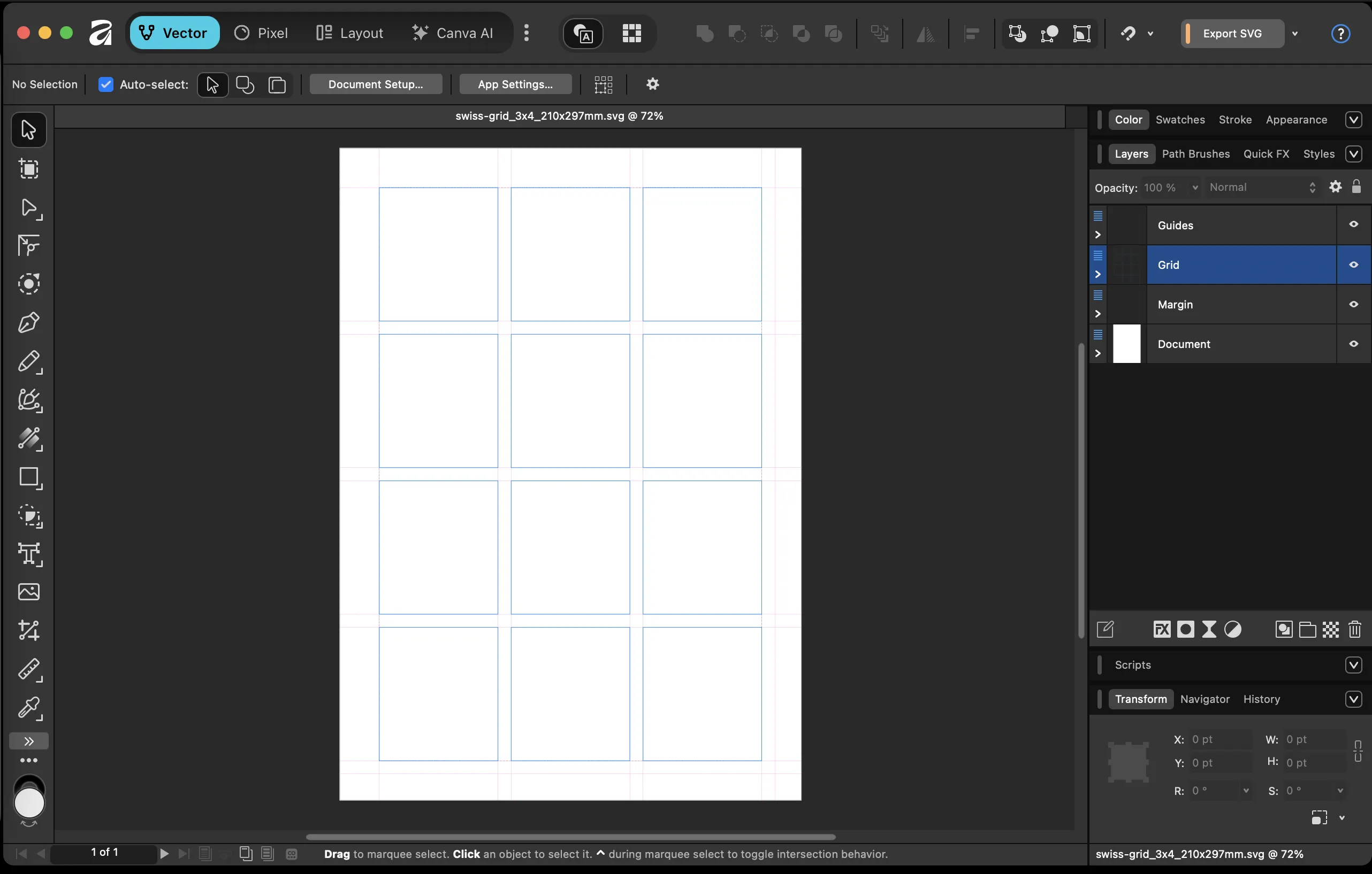 Documento en Affinity mostrando la lista de capas