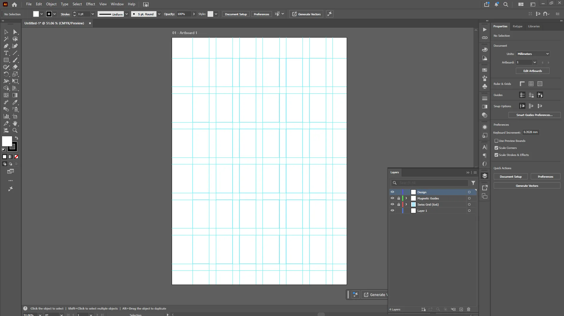 Documento en Illustrator mostrando la lista de capas